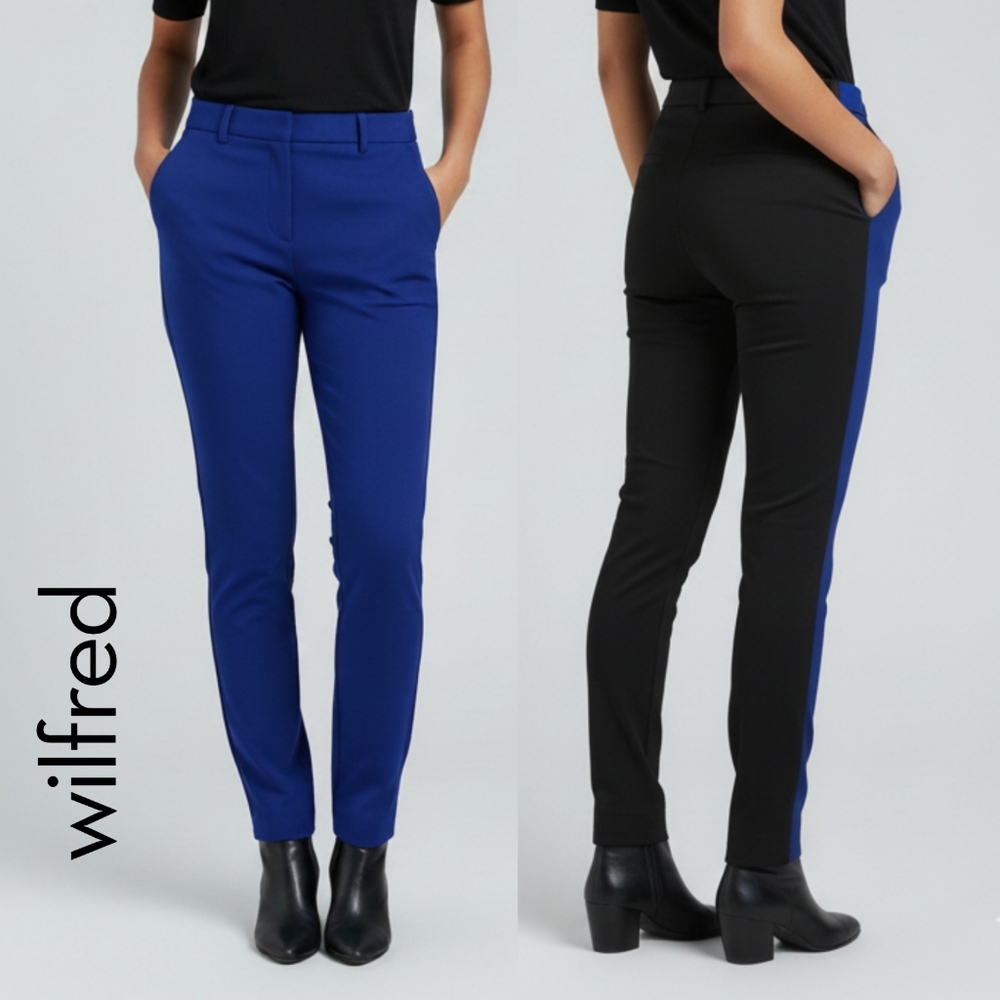 Aritzia Wilfred Colorblock Two-Tone Dress Pants, Blue & Black Combo, Sz 0